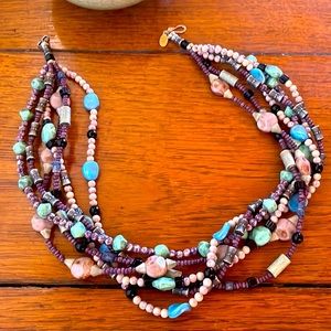 Multicolored semi precious stone necklace